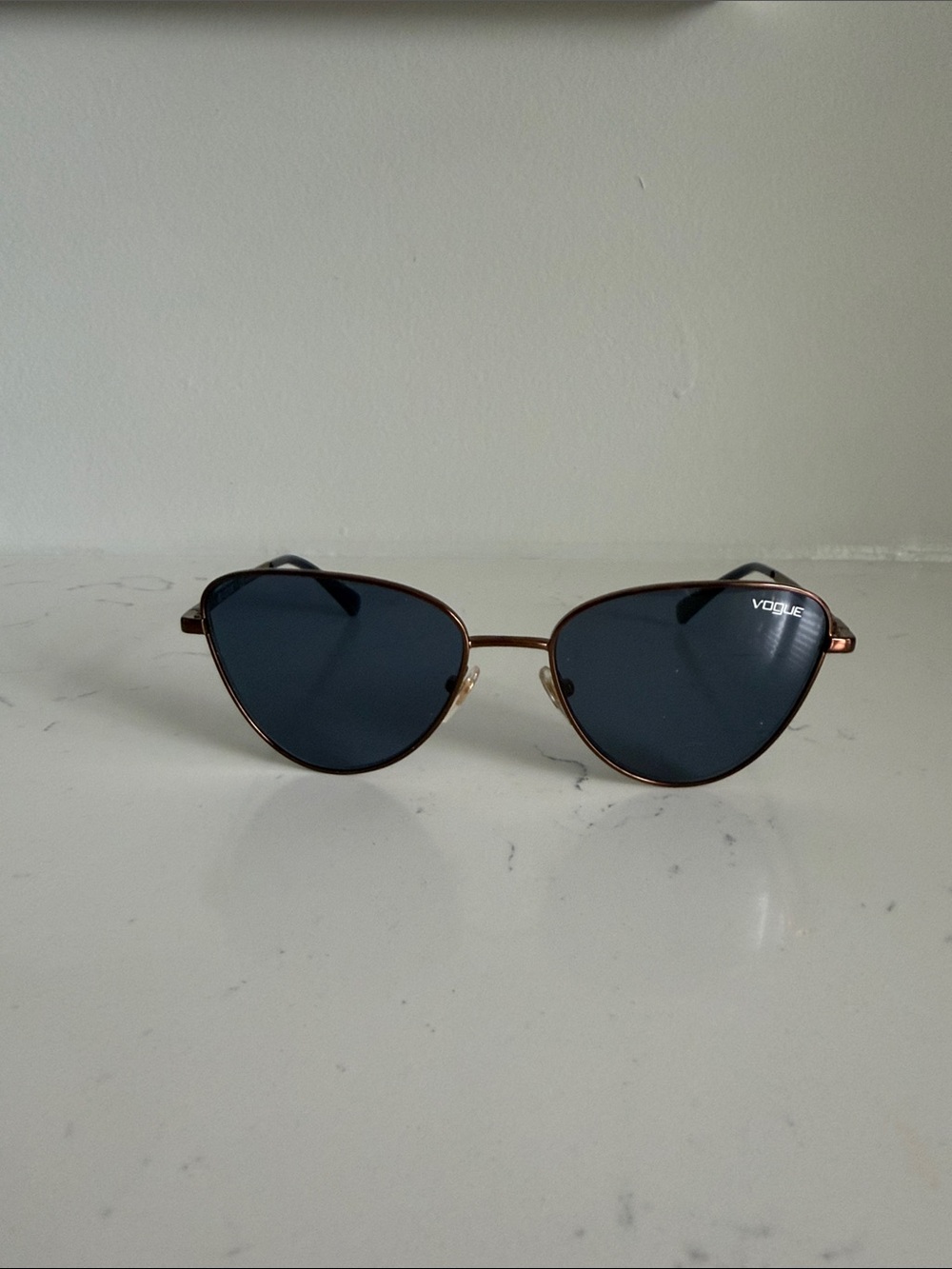 Vogue Cat-Eye Sunglasses in Dark Blue with Rose Gold Frame